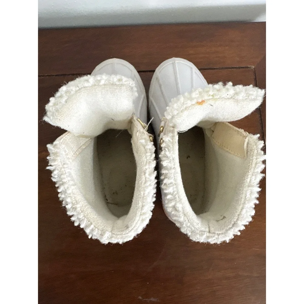 Sperry‎ Kids White Faux Fur Lined Duck Boots Size 10 Toddler